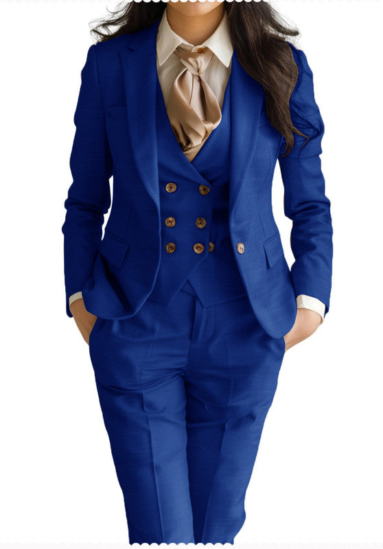 Womens 3 Pieces Business Work Suit Set -Formal Blazer Vest Pants
