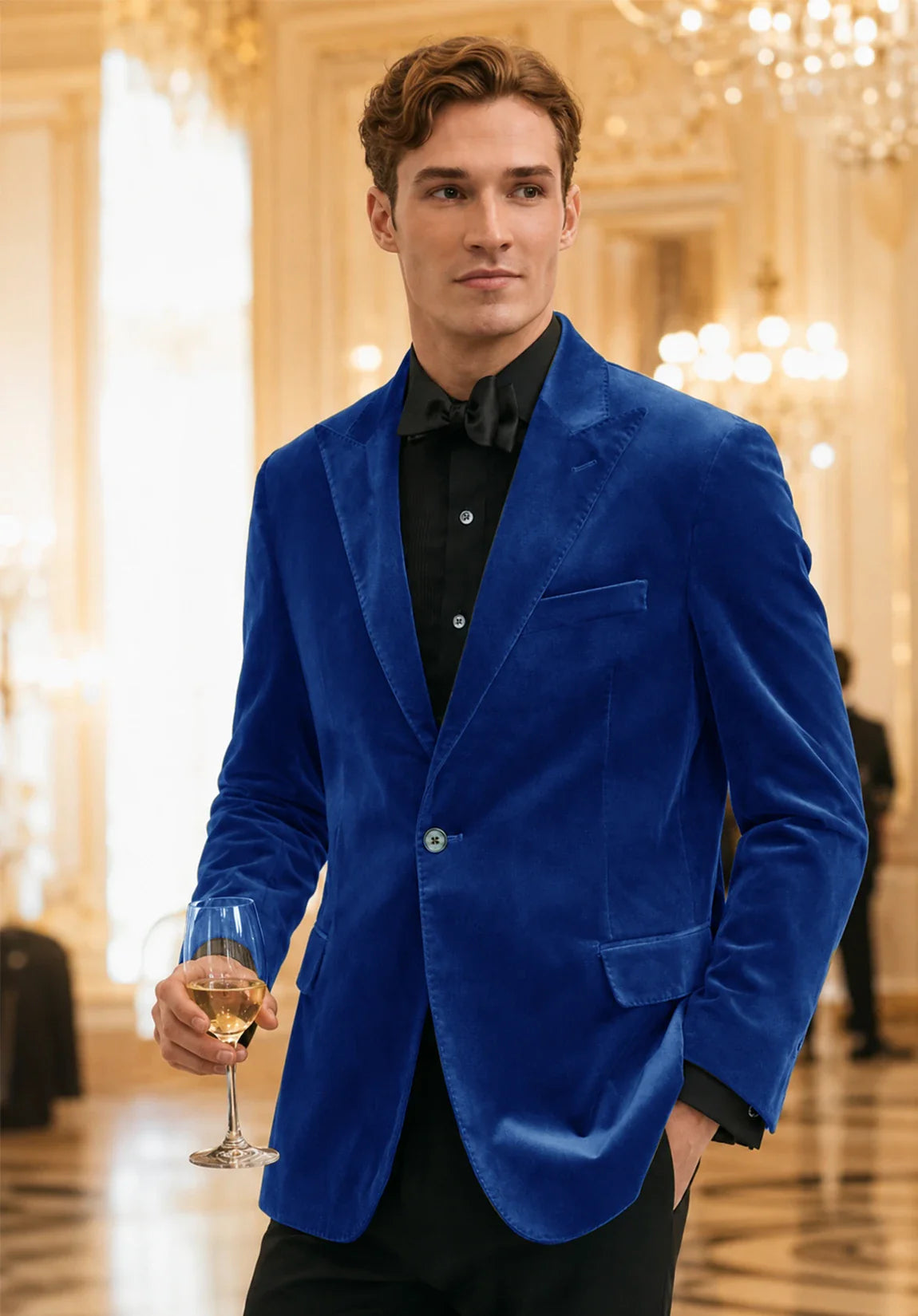 Men's royal blue velvet jacket