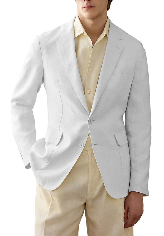Men's White Linen Blazer Jacket