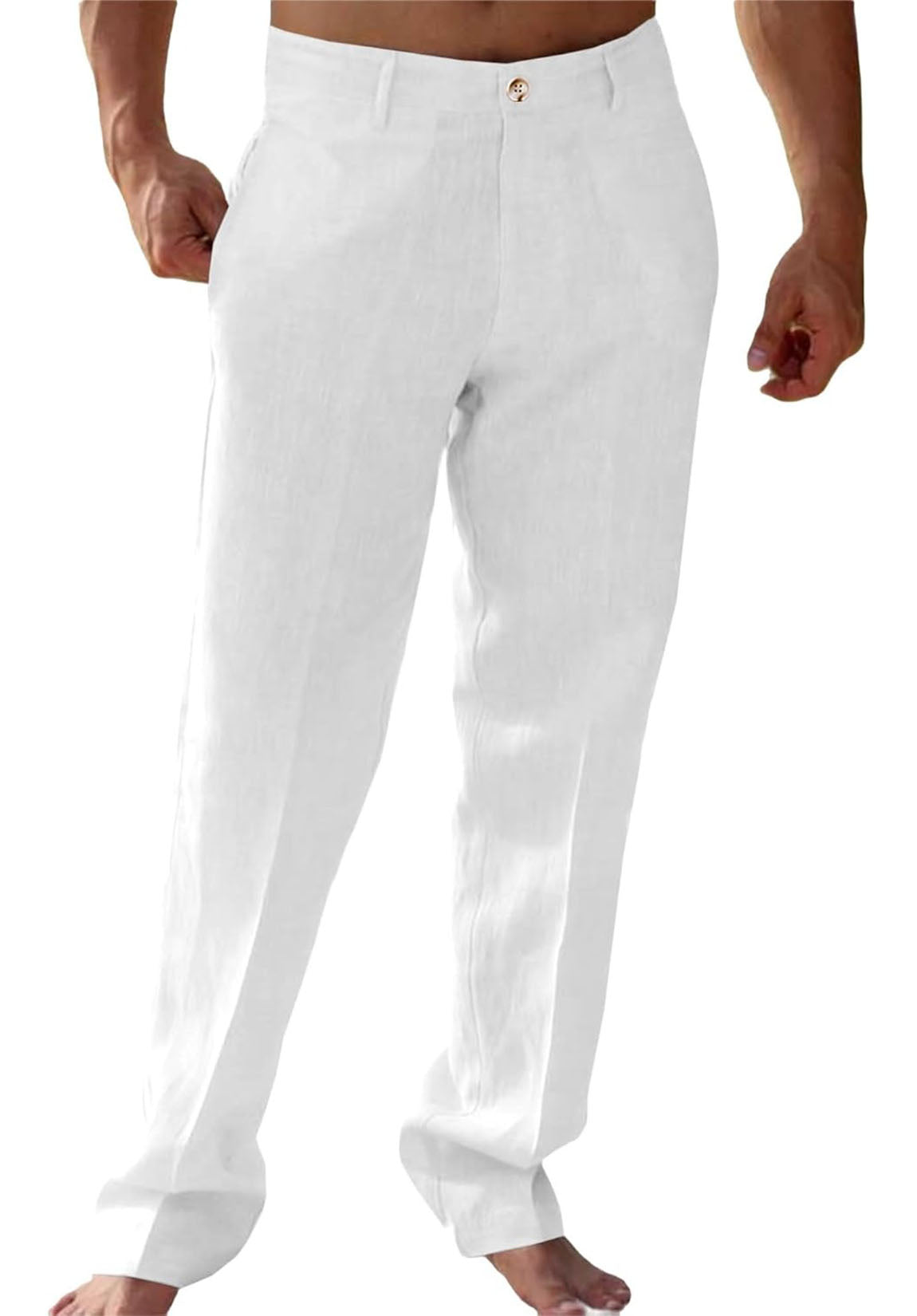 Men Linen Pants White