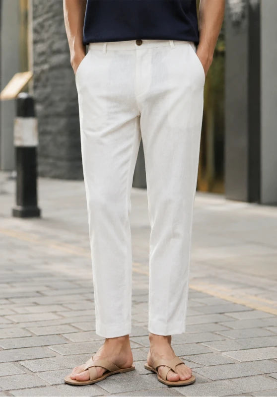 Men Linen Pants White