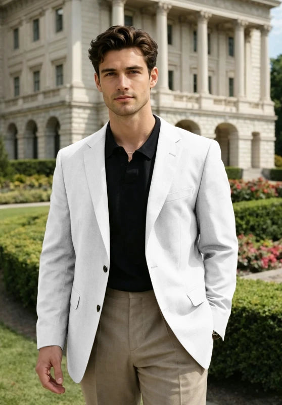 Men's White Linen Blazer Jacket