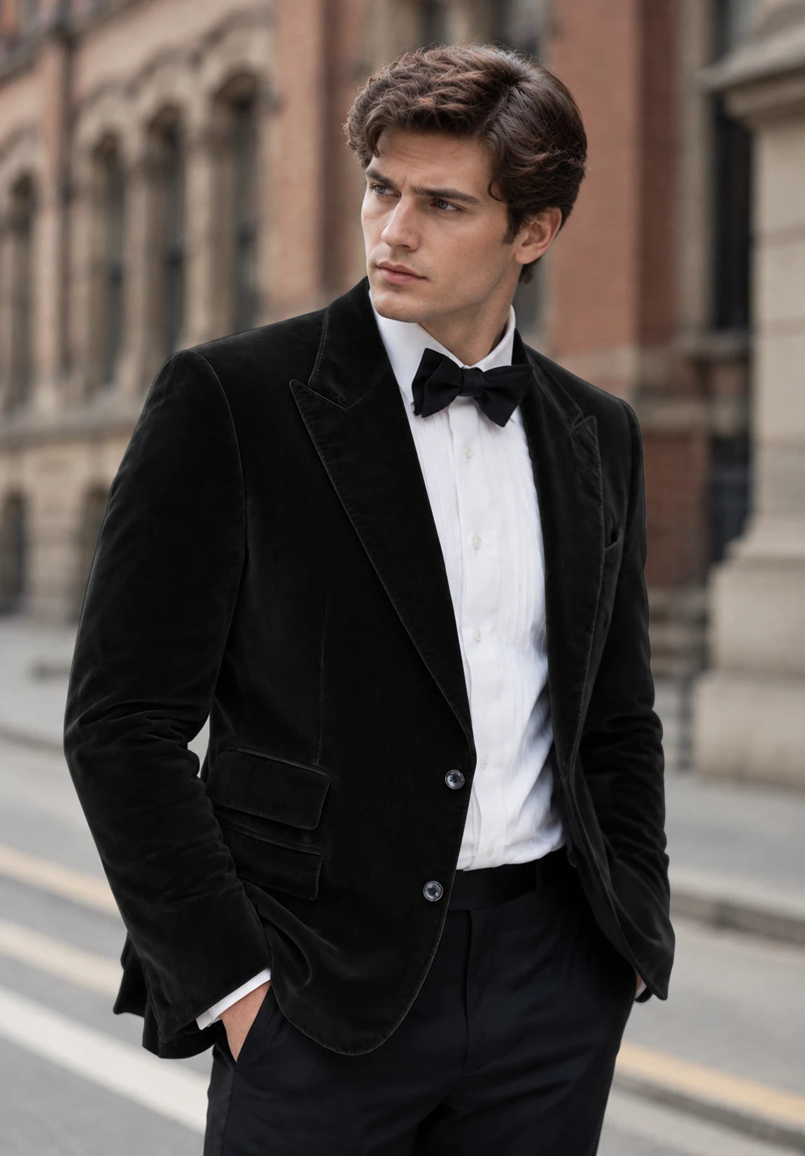 Men's black velvet jacket