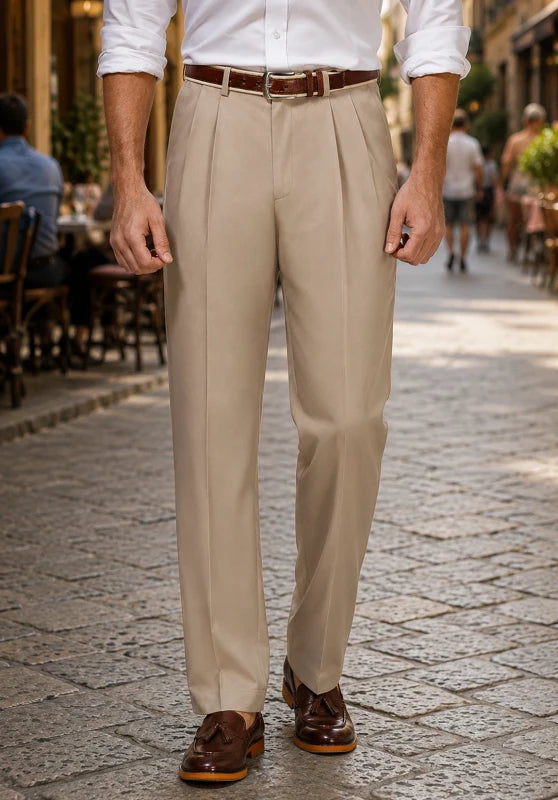 men beige dress pants