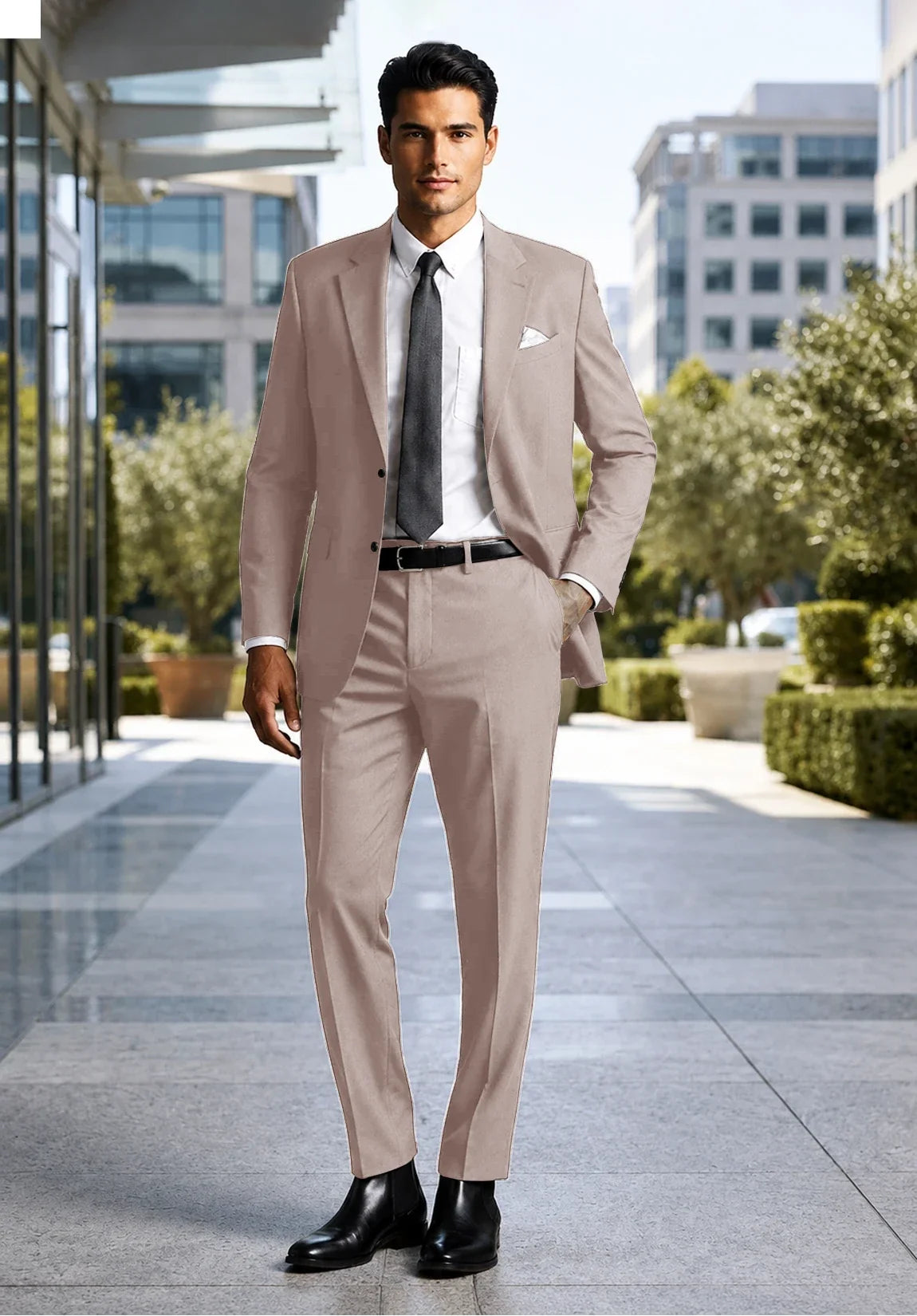 Men's Classic Fit Premium Fabric 2 Piece Suit for Business