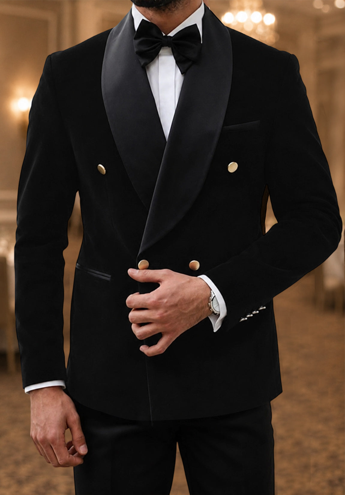 Men's black velvet jacket