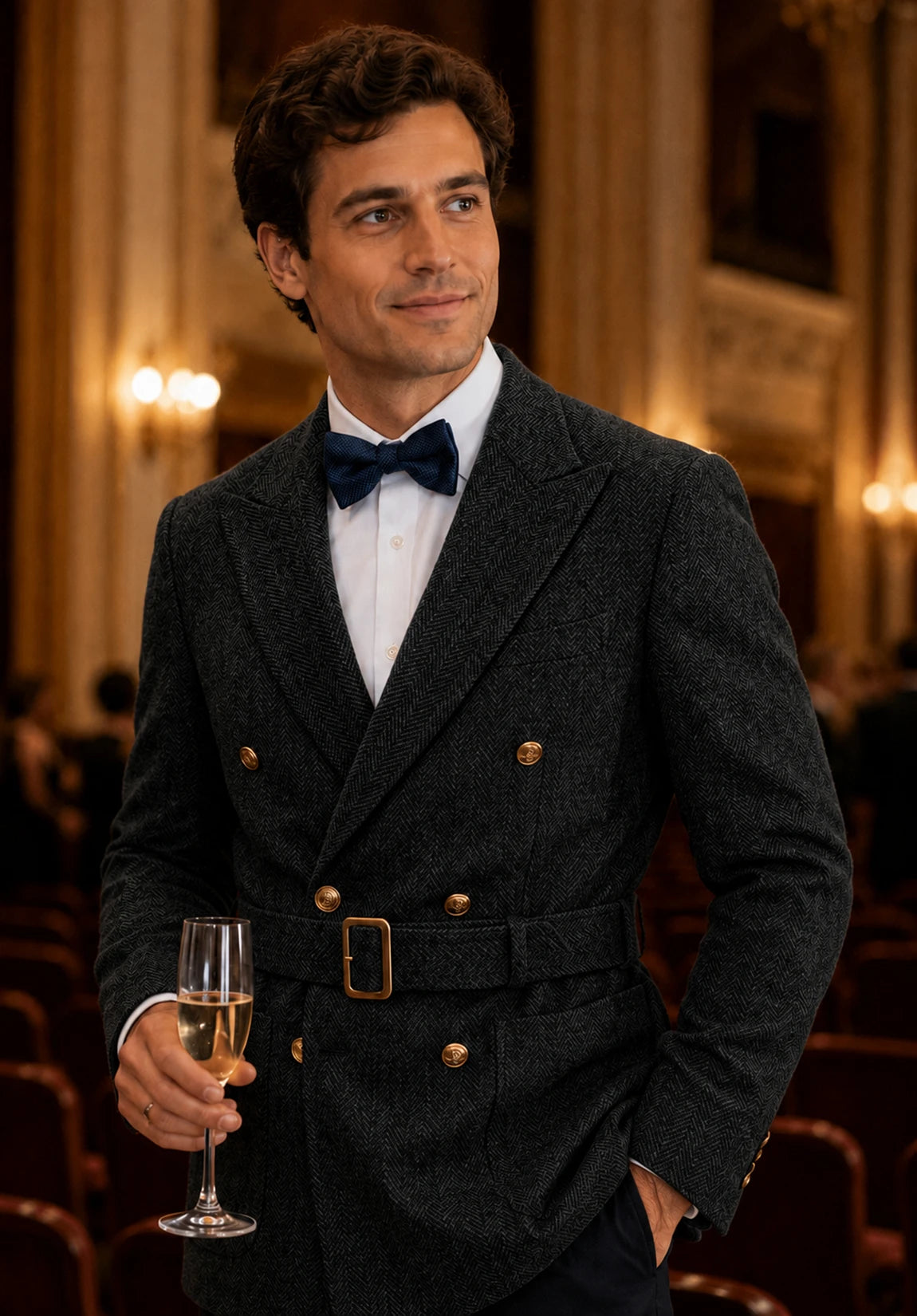 Men's black herringbone jacket