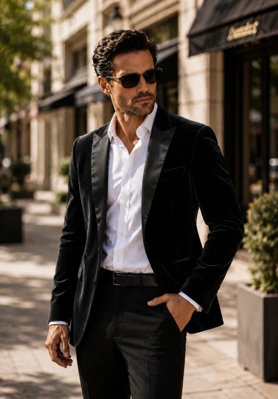 Men's black velvet jacket