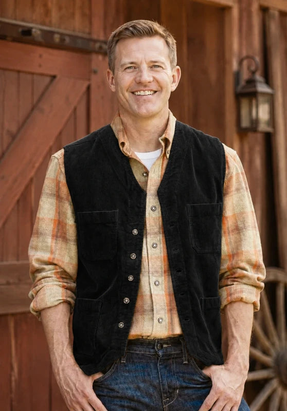 Men's black corduroy vest 