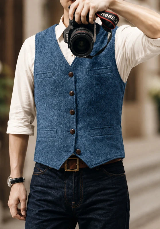 Men's brown tweed vest 