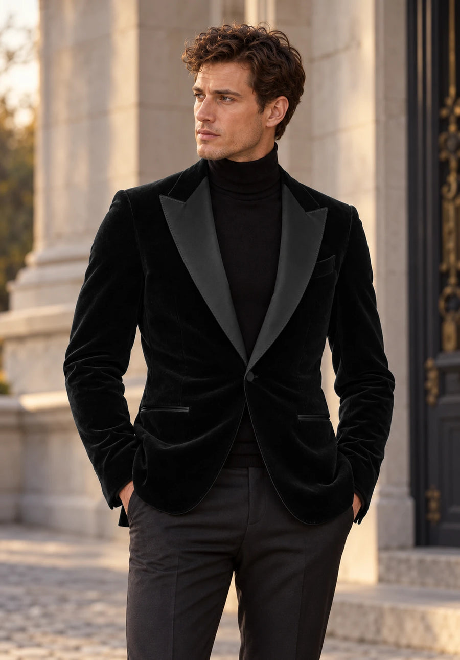 Men's black velvet jacket