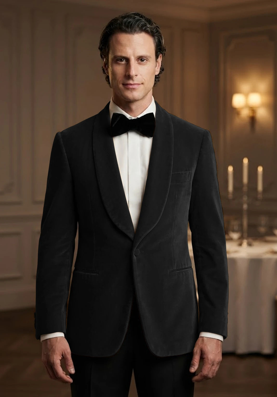 Men's black velvet jacket