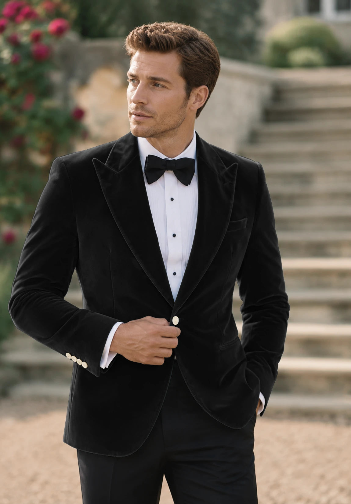 Men's black velvet jacket