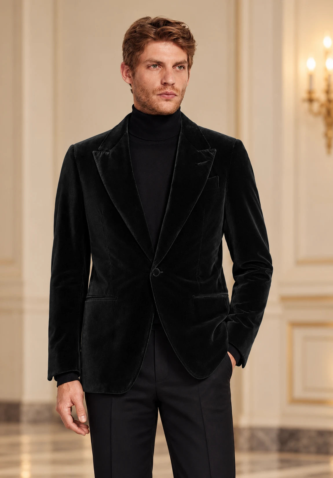 Men's black velvet jacket