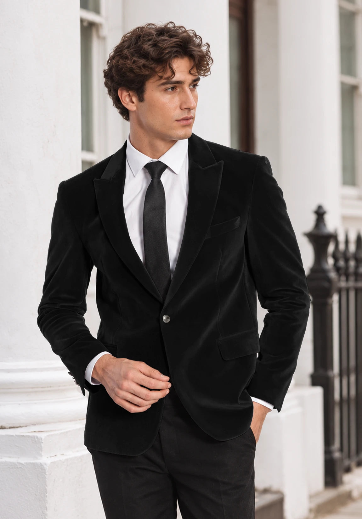 Men's black velvet jacket