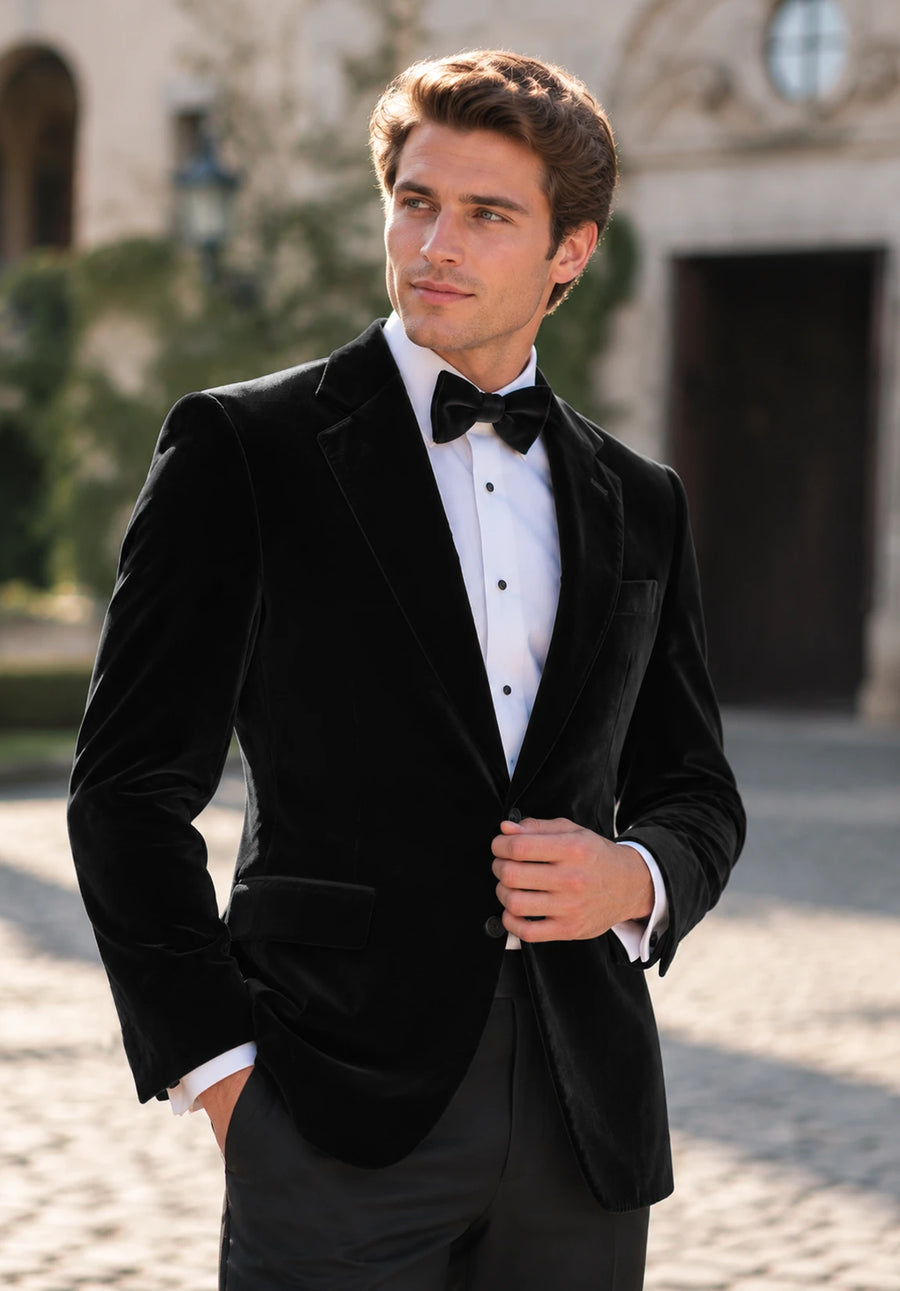 Men's black velvet jacket