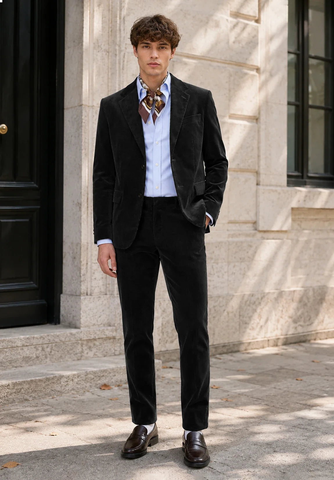 Men's Slim Fit Premium Corduroy 2 Piece Suit for Formal Events