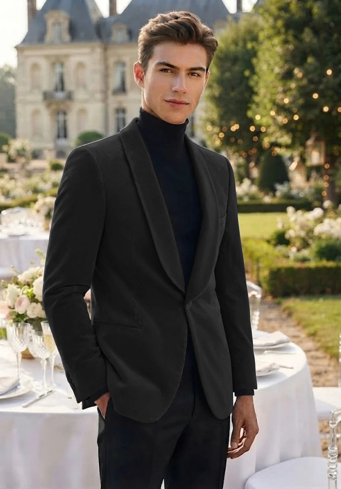 Men's black velvet jacket