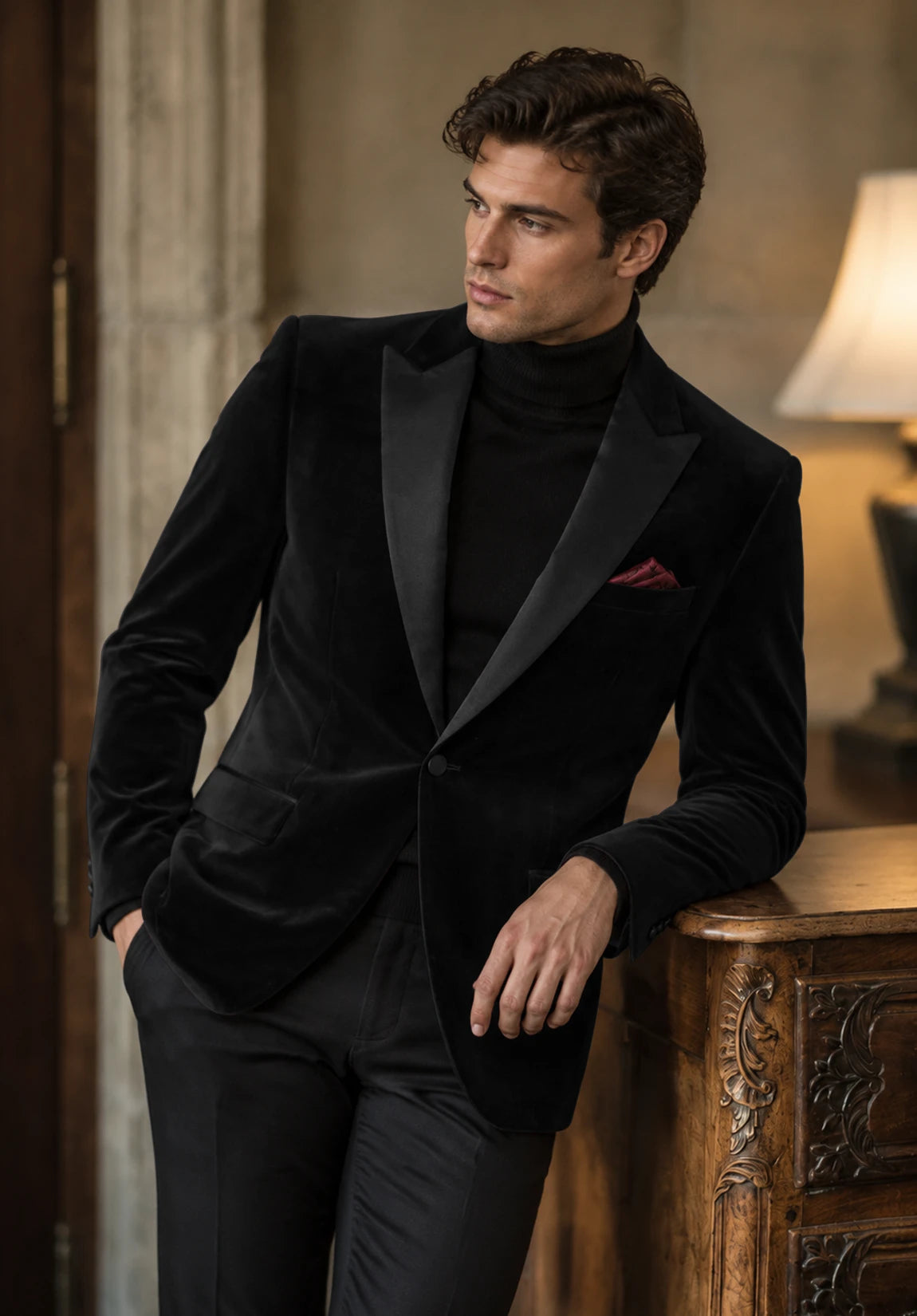 Men's black velvet jacket