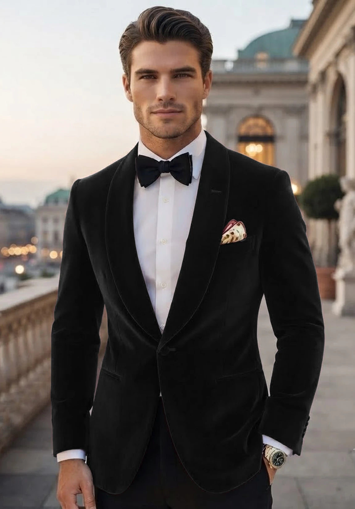 Men's black velvet jacket