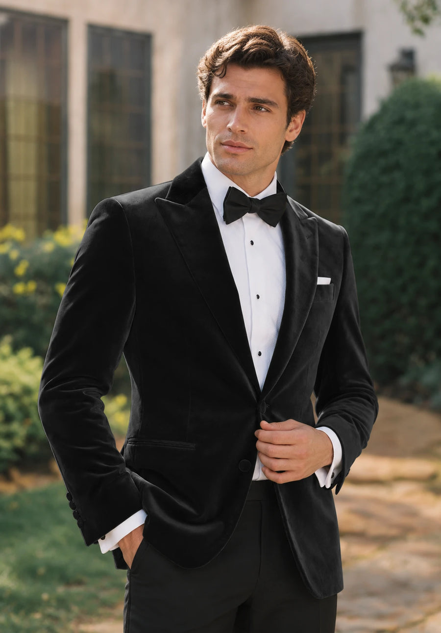 Men's black velvet jacket