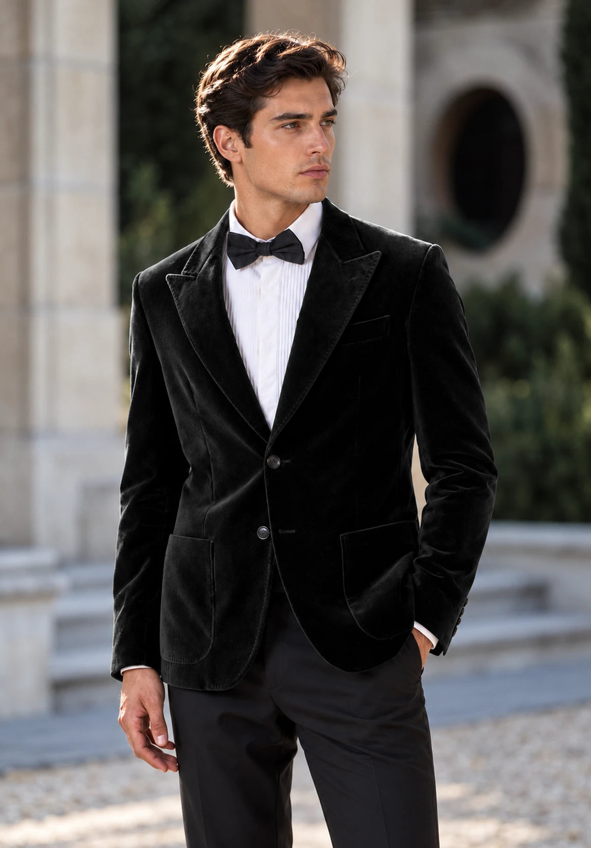 Men's black velvet jacket