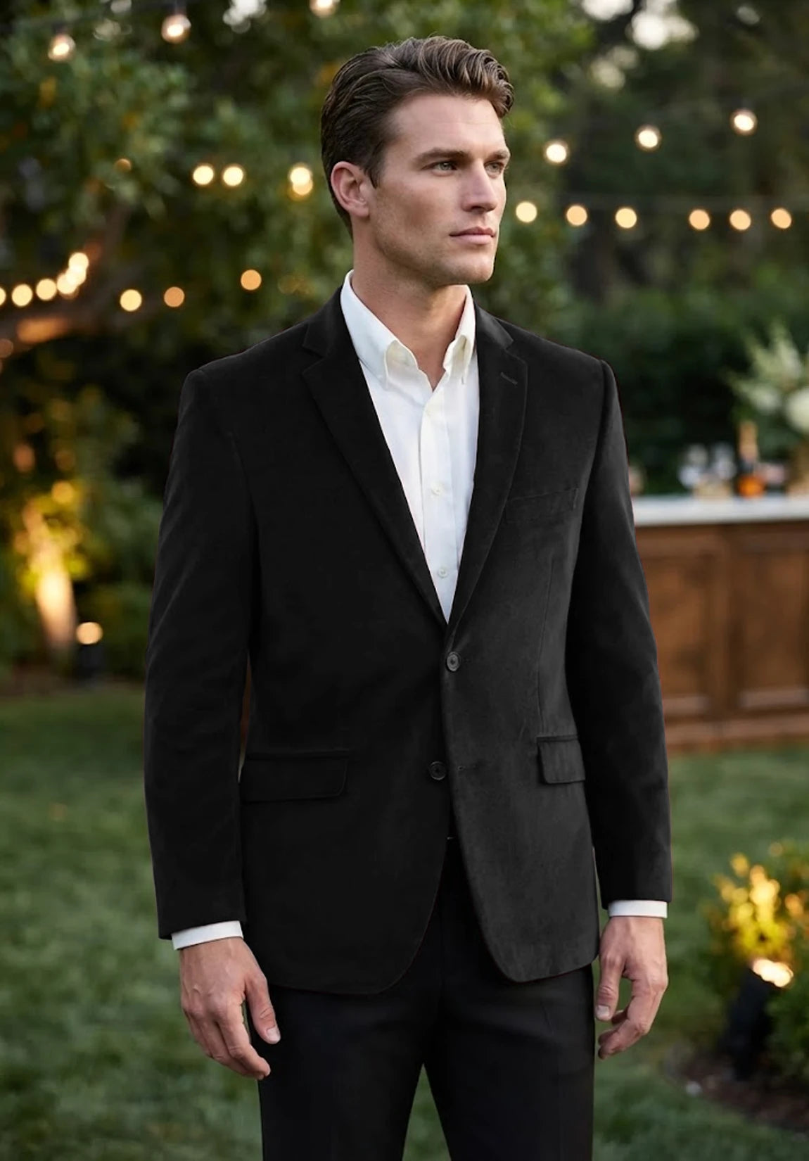 Men's black velvet jacket