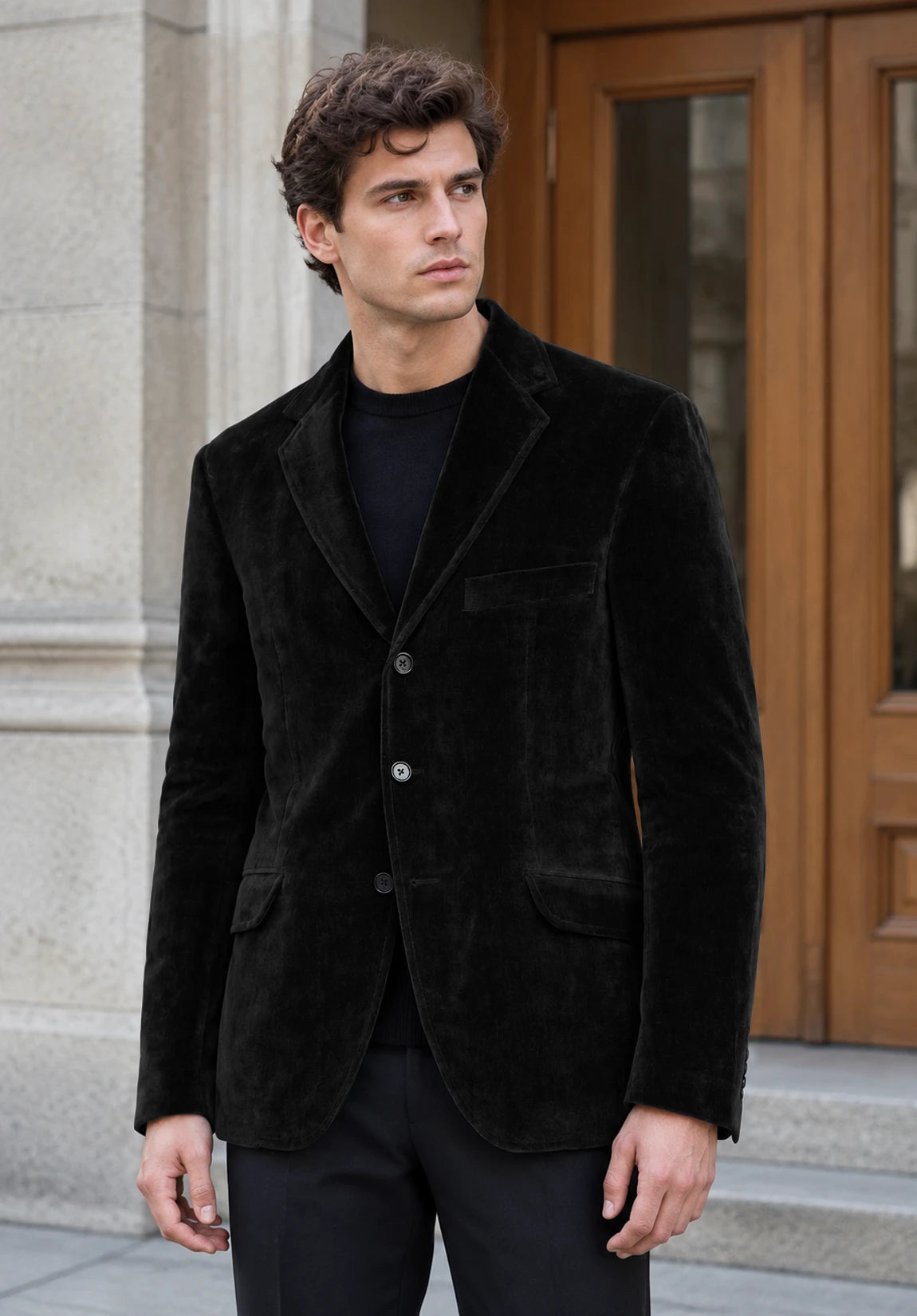 Men's black velvet jacket