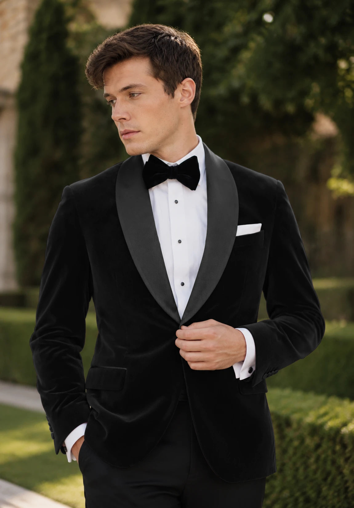 Men's black velvet jacket