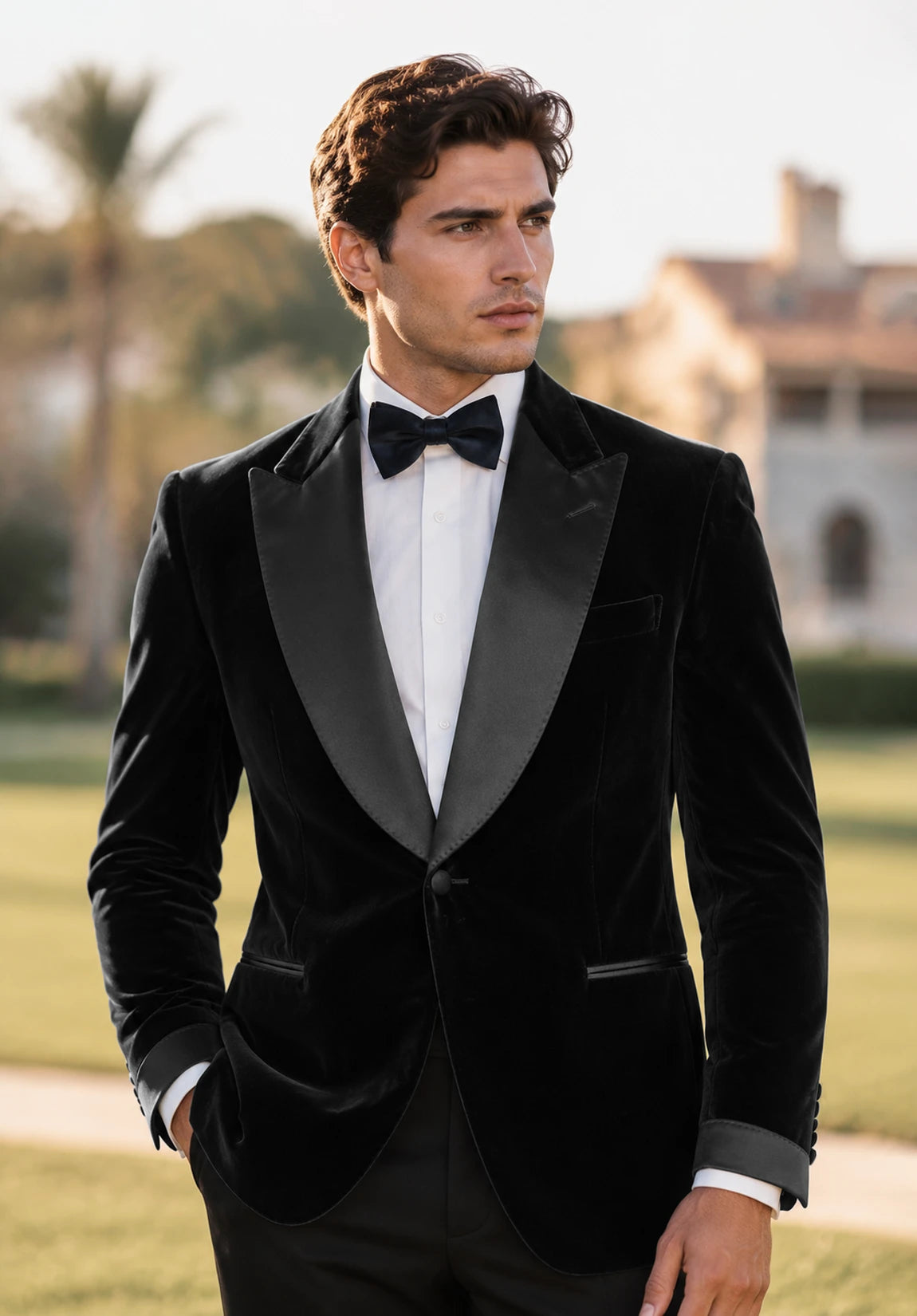 Men's black velvet jacket