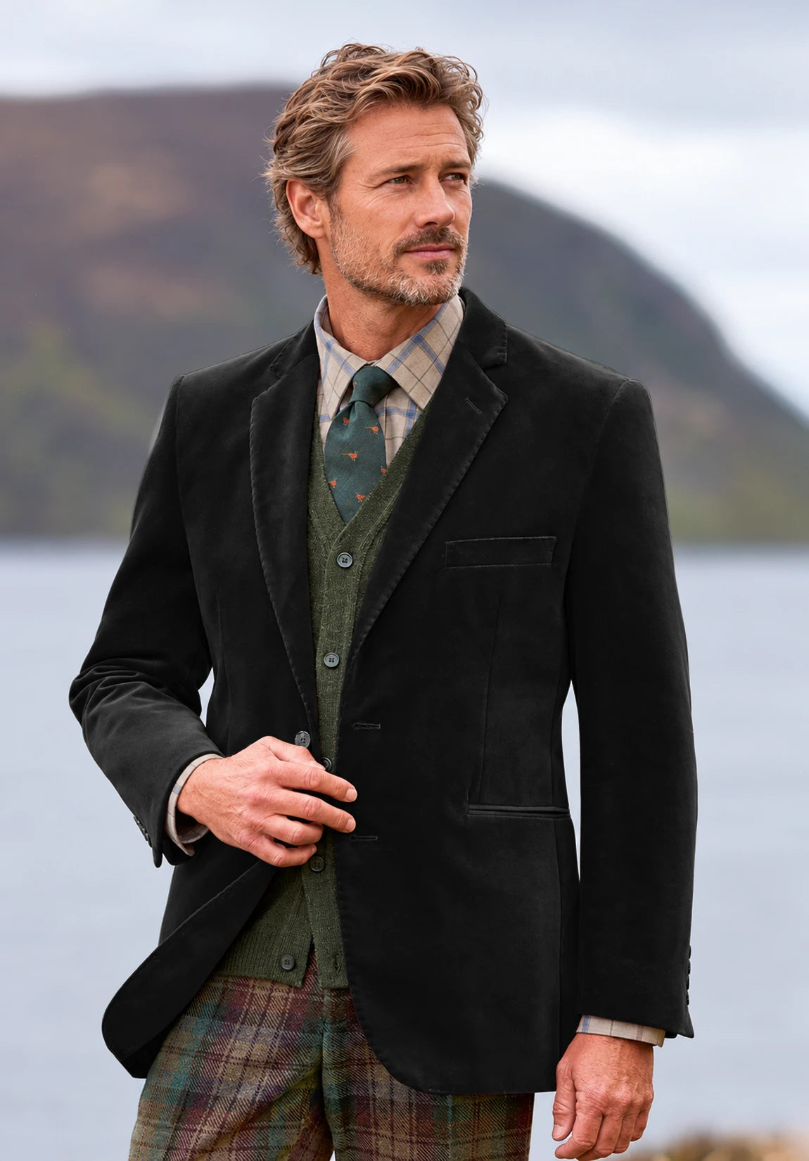 Men's black velvet jacket