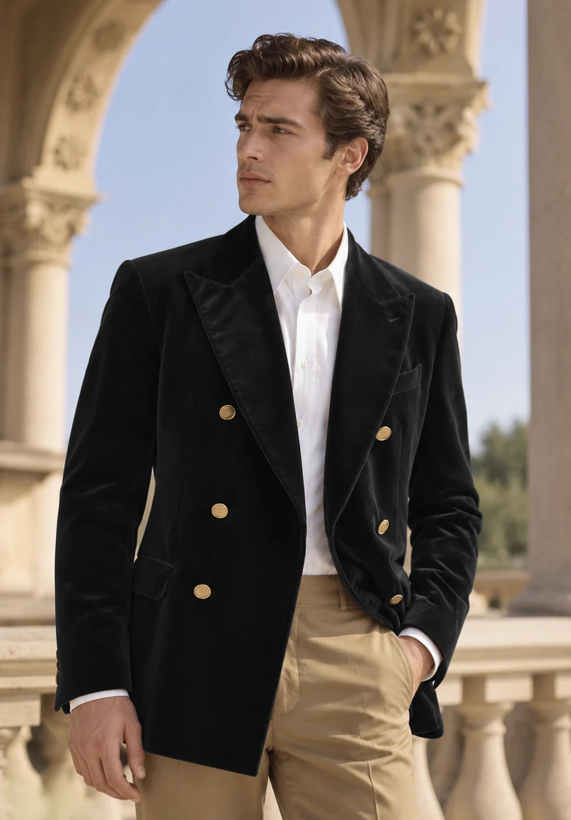 Men's black velvet jacket