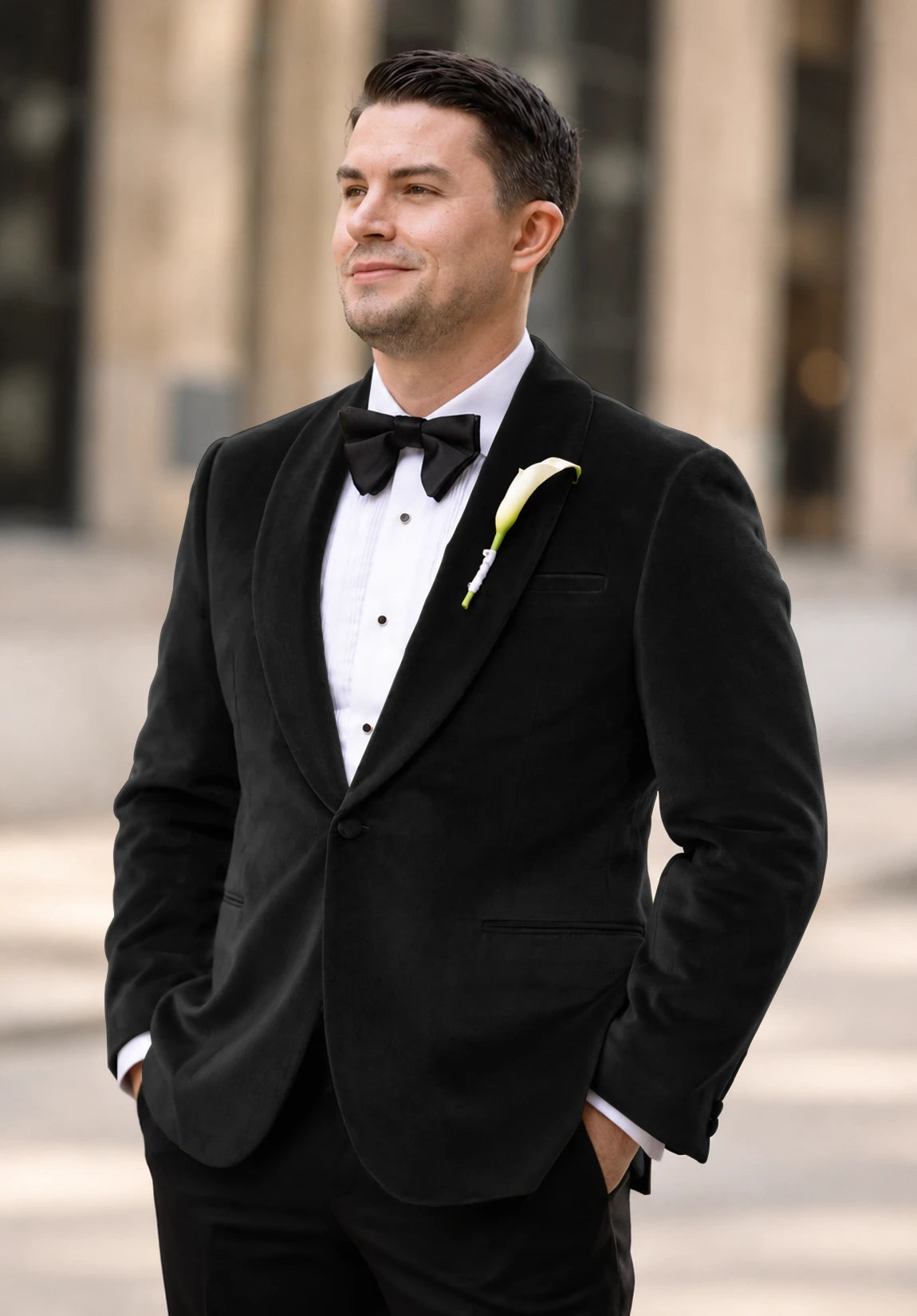 Men's black velvet jacket