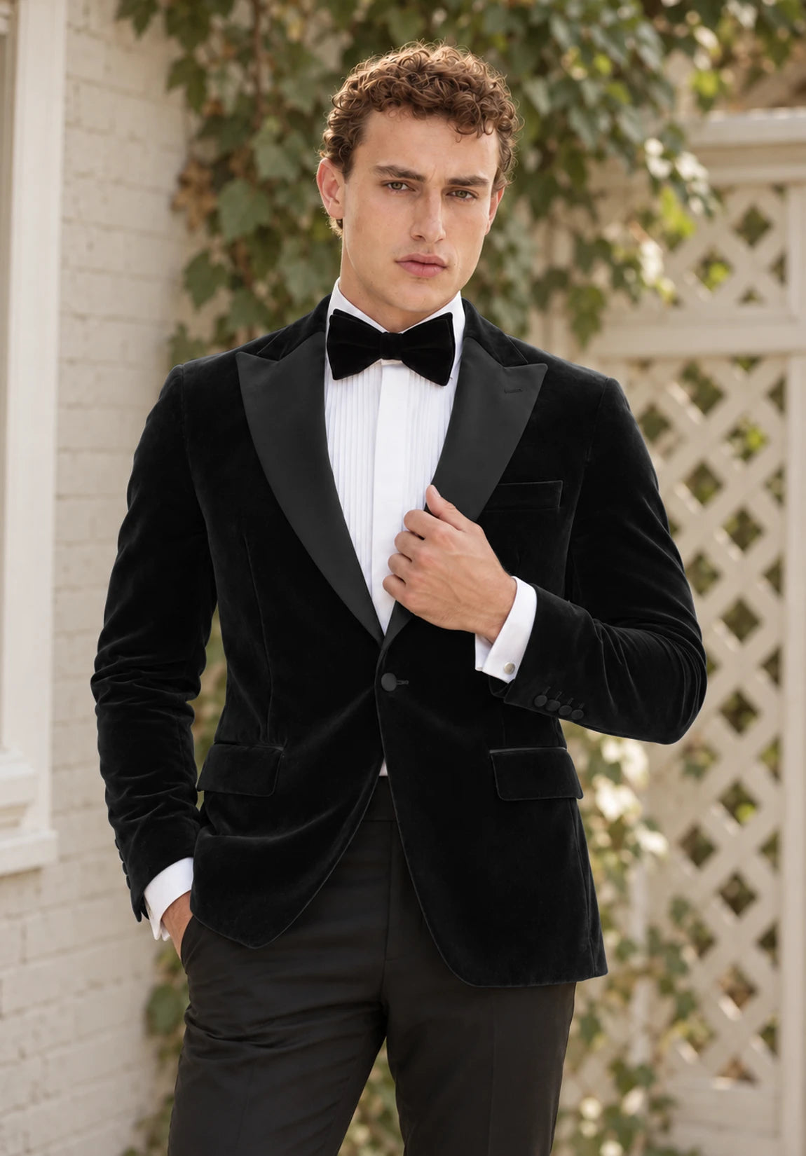 Men's black velvet jacket