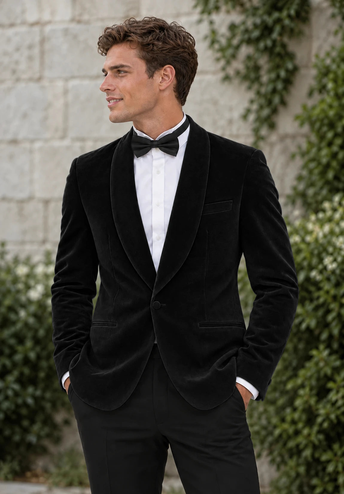 Men's black velvet jacket
