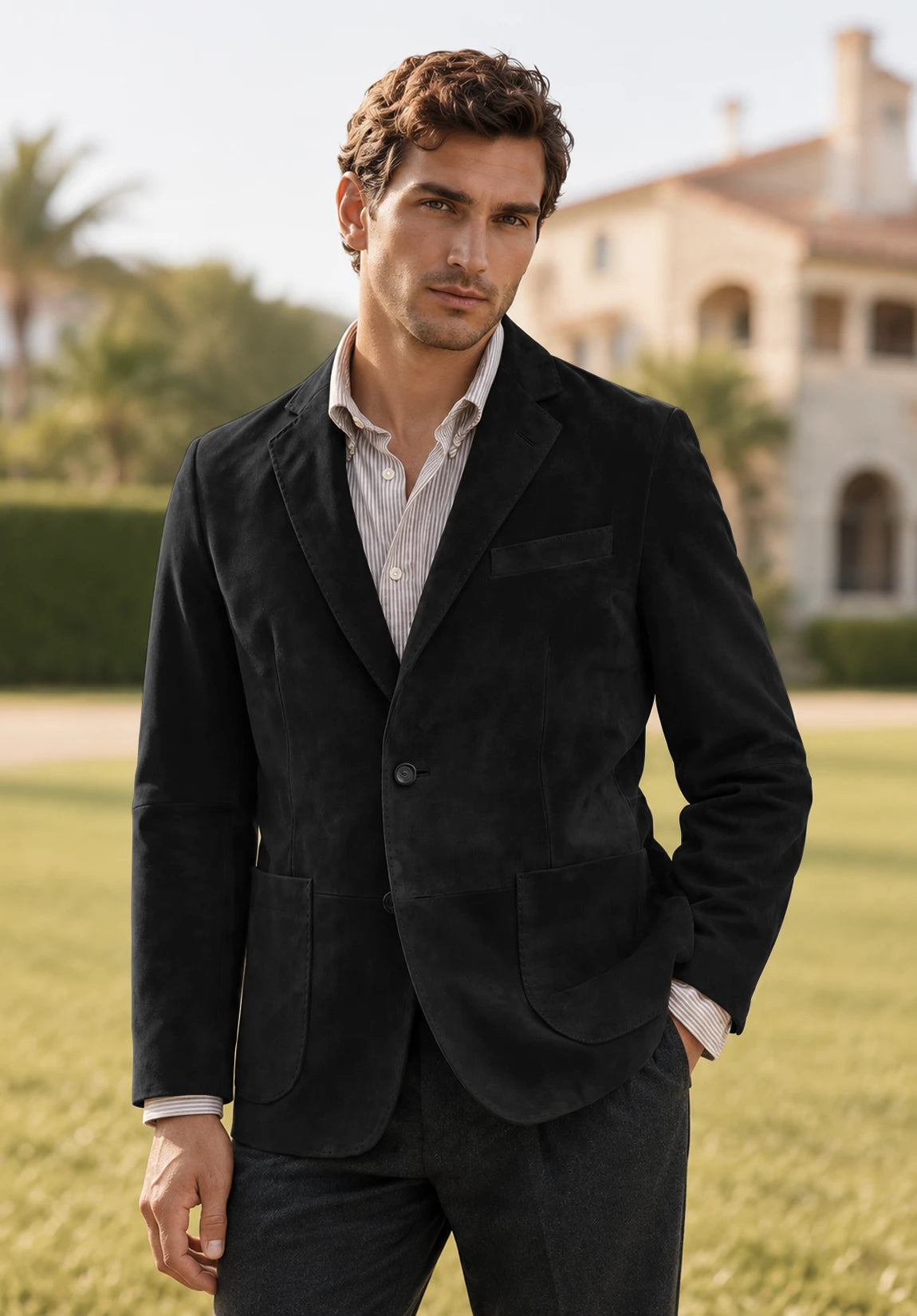 Men's black suede jacket