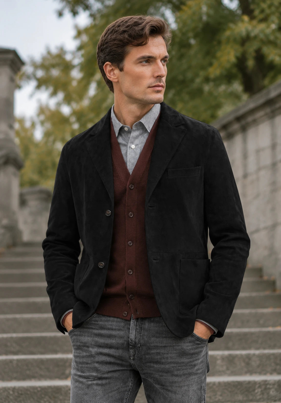 Men's black suede jacket