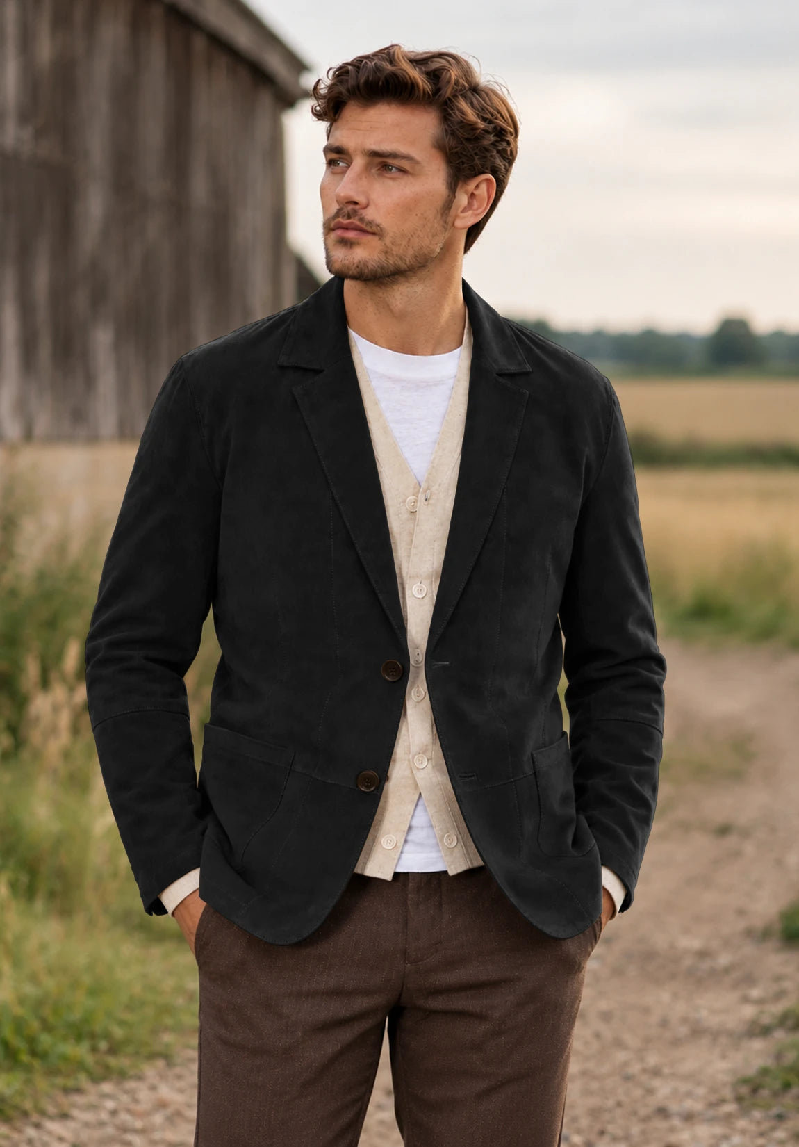 Men's black suede jacket