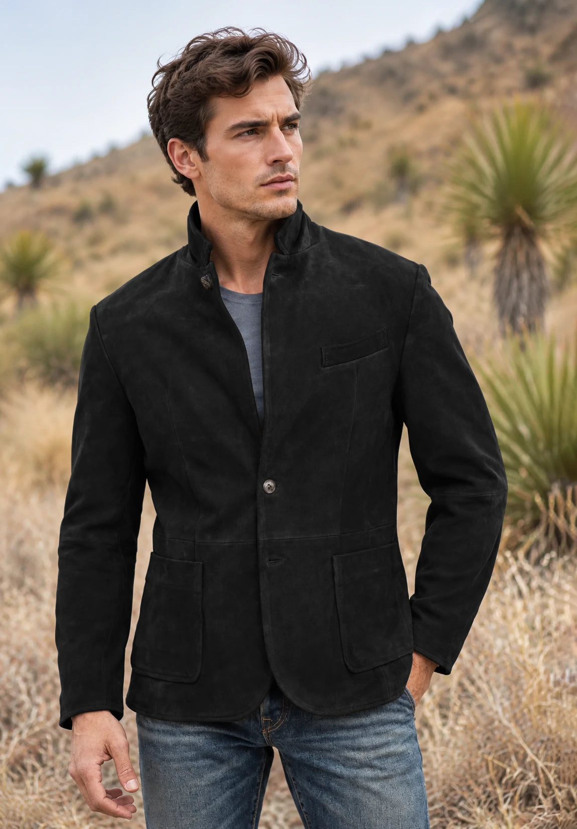 Men's black suede jacket