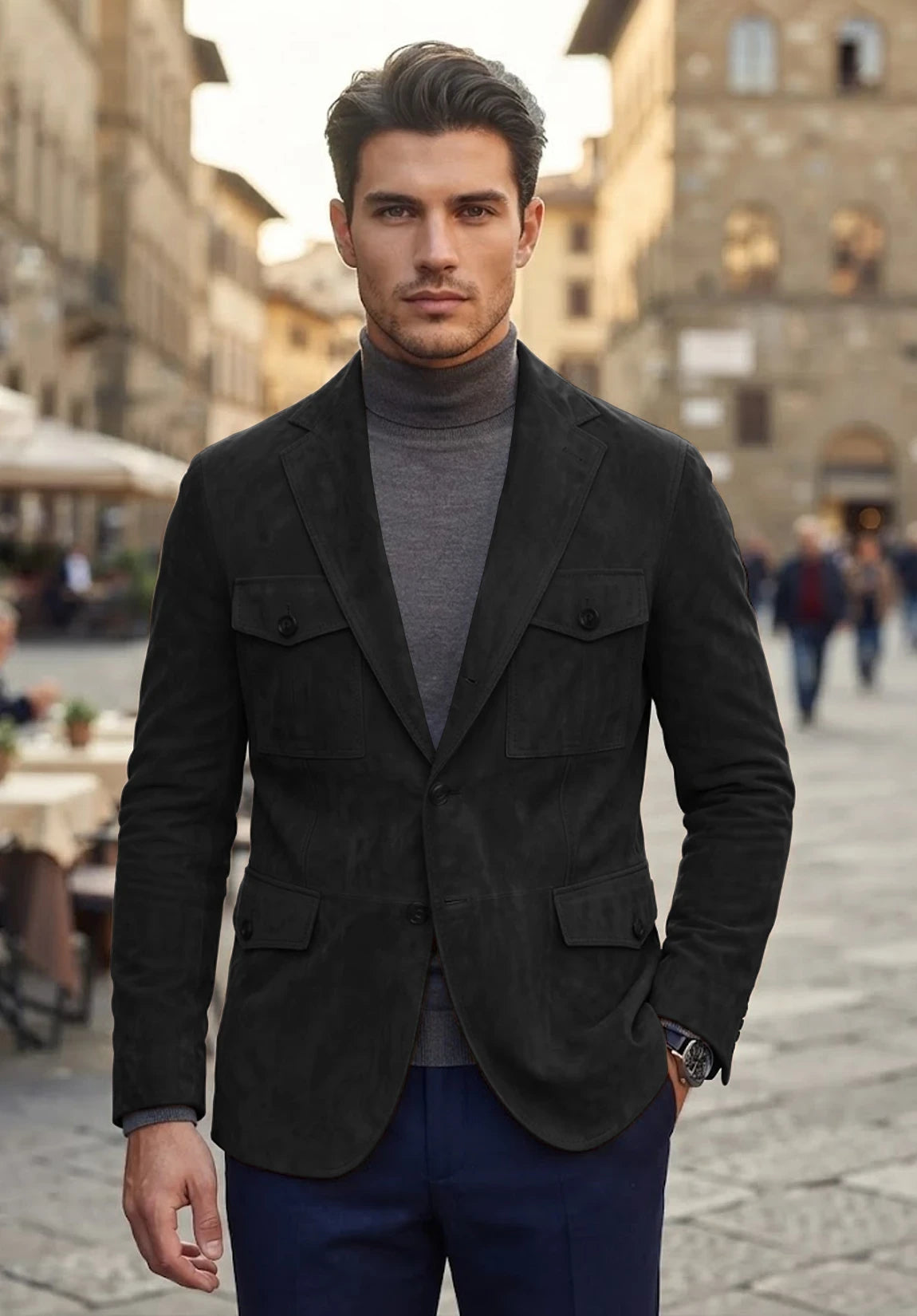 Men's black suede jacket