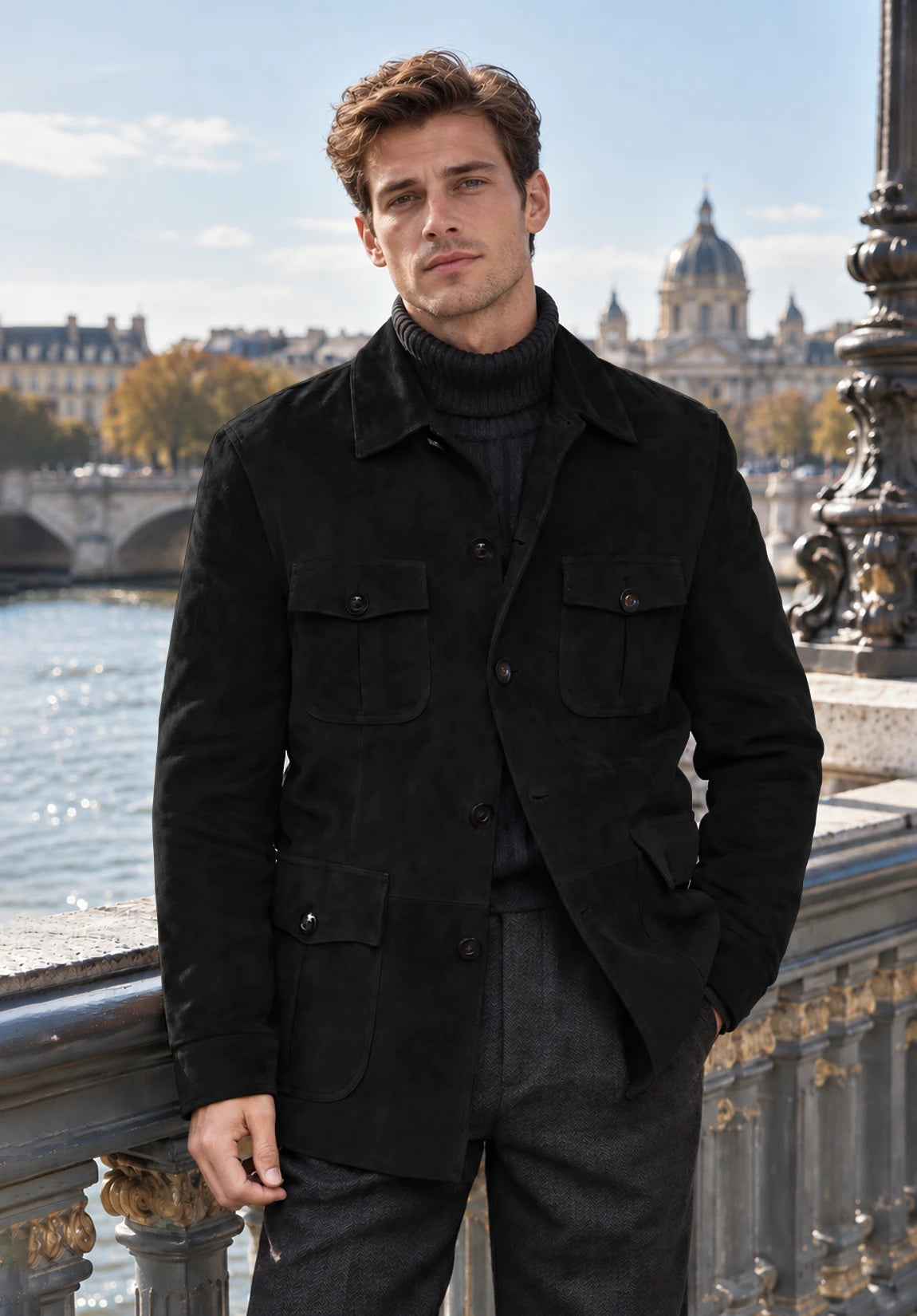 Men's black suede jacket