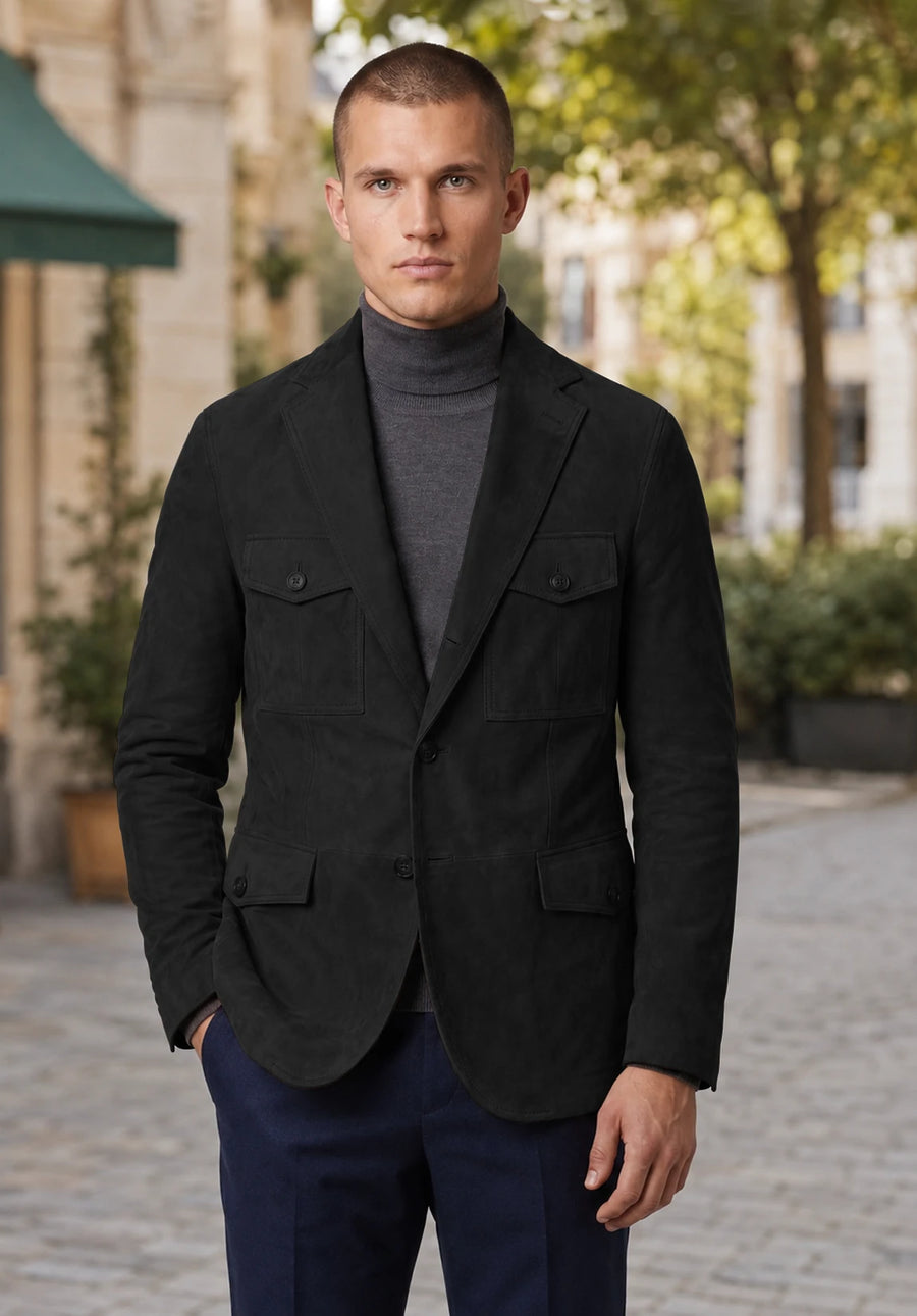 Men's black suede jacket