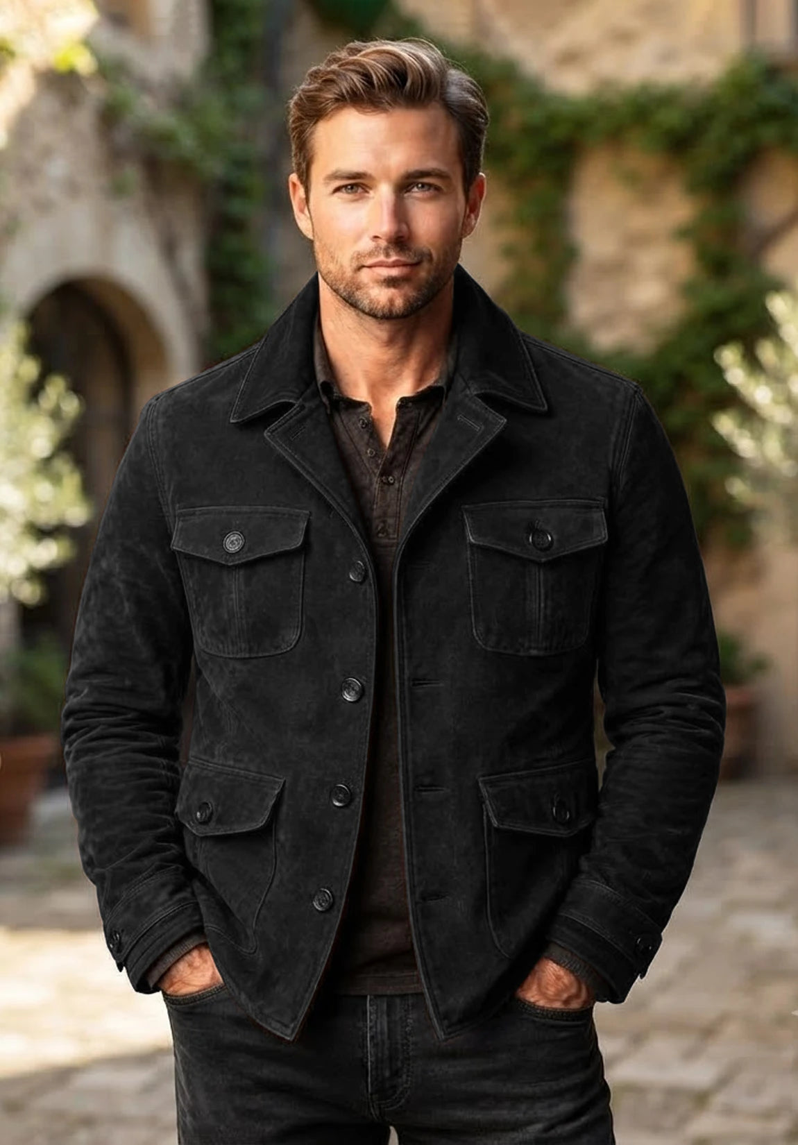 Men's black suede jacket