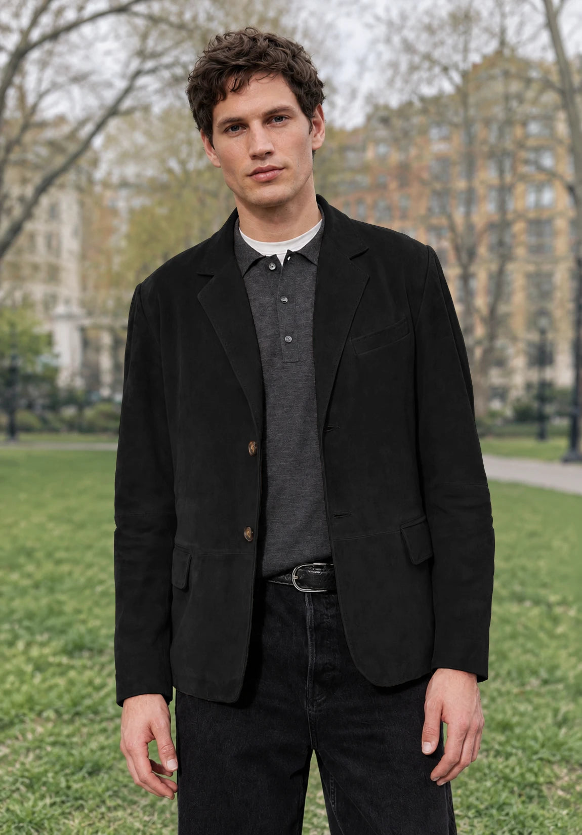 Men's black suede jacket