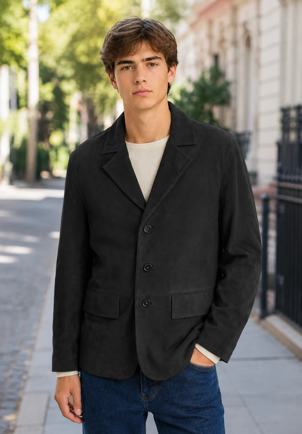 Men's black suede jacket