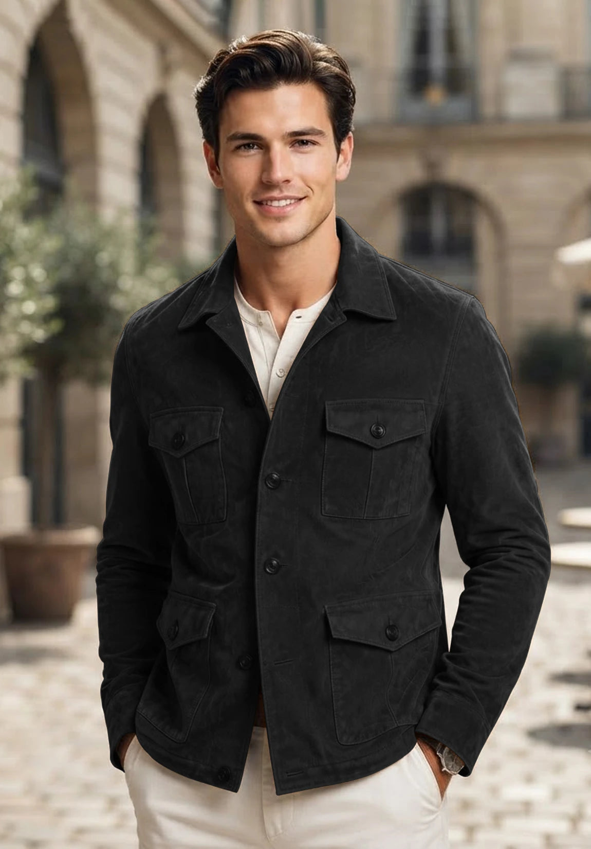 Men's black suede jacket