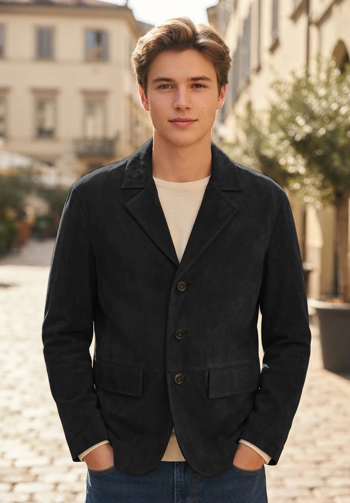 Men's black suede jacket