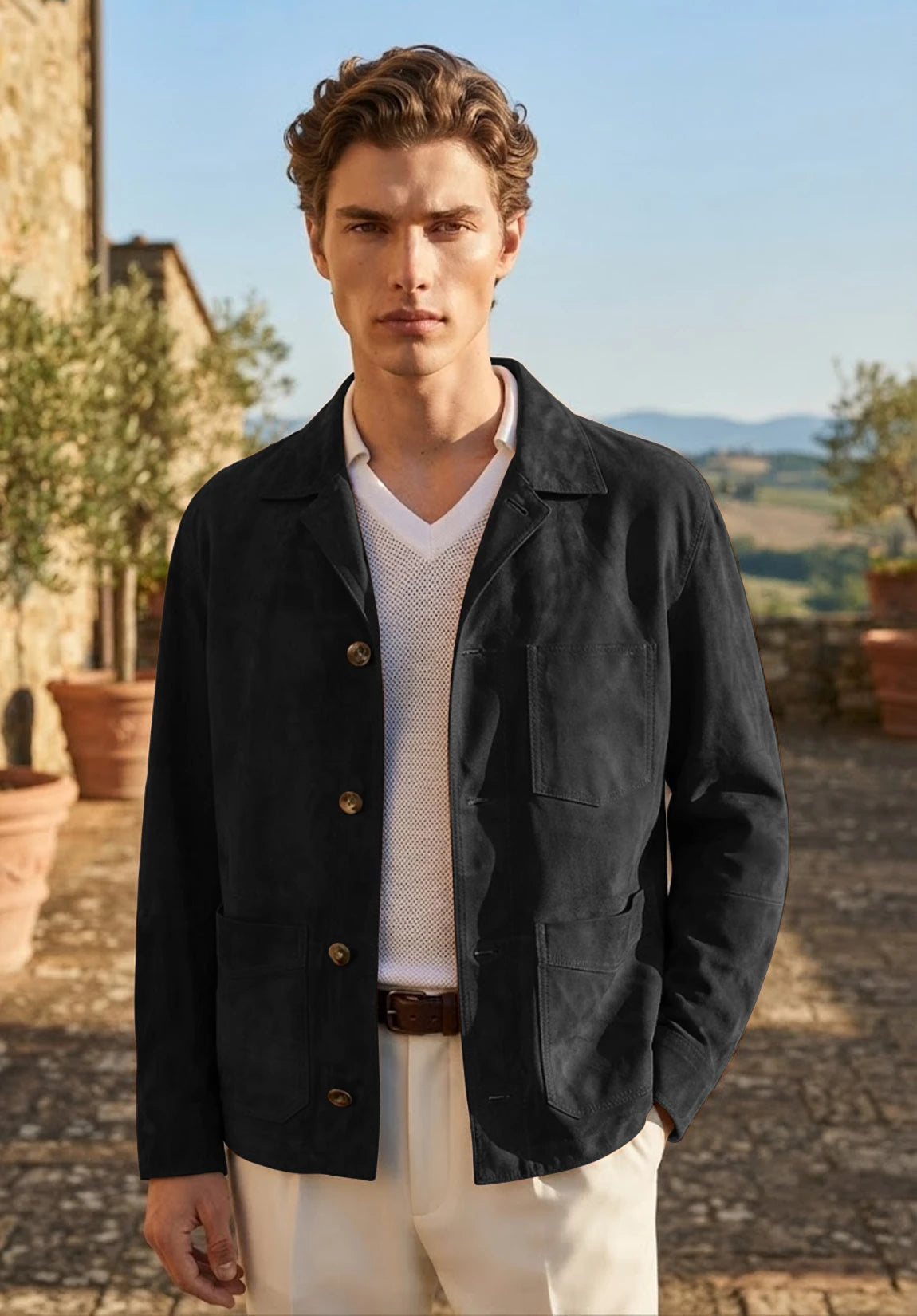 Men's black suede jacket
