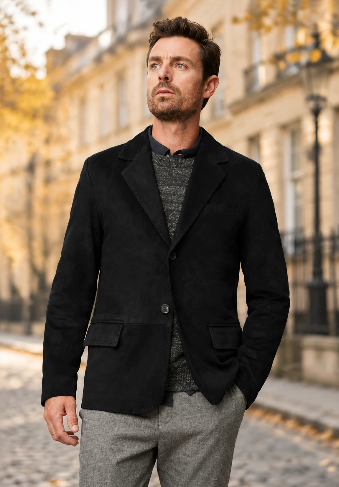 Men's black suede jacket