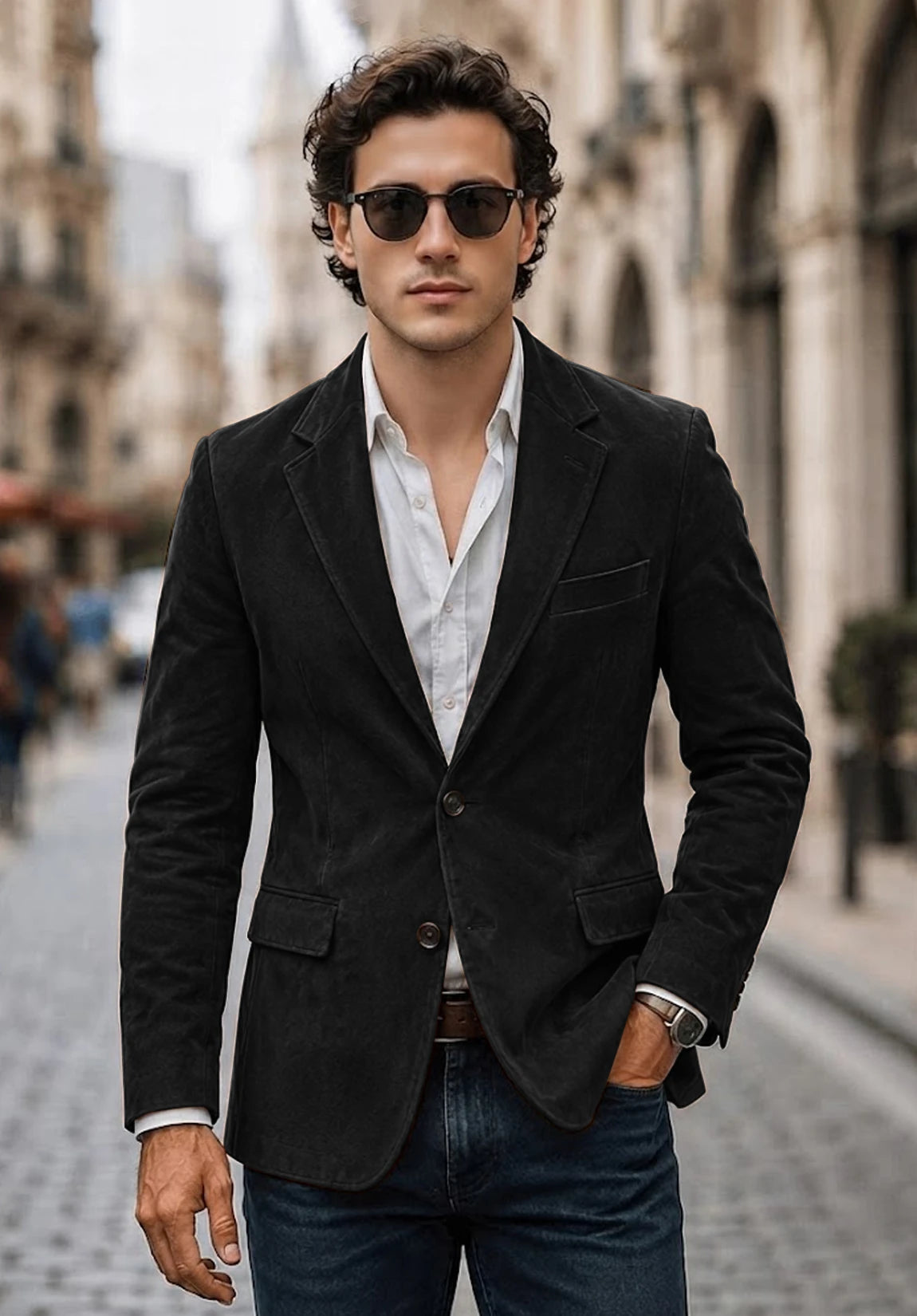 Men's black suede jacket
